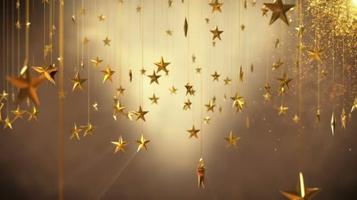 Elegant Golden Stars Hanging Loopable Background
