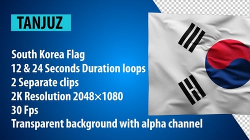 Waving South Korea Flag Seamless Loop