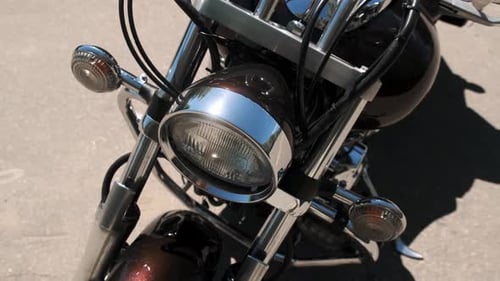 Close Up View of Motorcycle Headlight