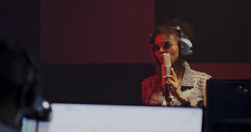 Female Singer in Recording Studio
