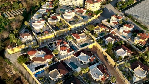 Ferienhauskomplexe, Luftbild, 4 K, Türkei, Alanya