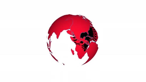 Spinning Earth Globe Featuring Albania Flag Animation