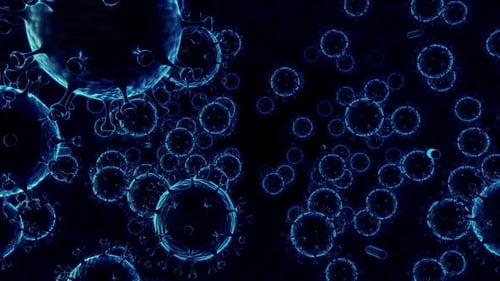 Glowing Blue Virus and Bacteria Particles Background Animation