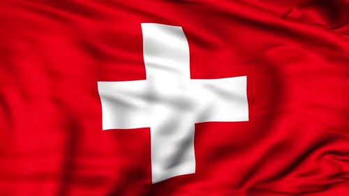 Switzerland Flag Waving Loop with Realistic Fabric Motion