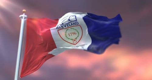 Cleveland Ohio City Flag Waving Seamless Loop