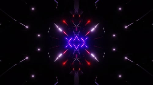 Flying Through the Neon Lights of a Sparkling Tunnel