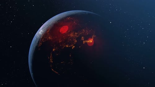 Global Data Connection Spreading Across Animated Earth