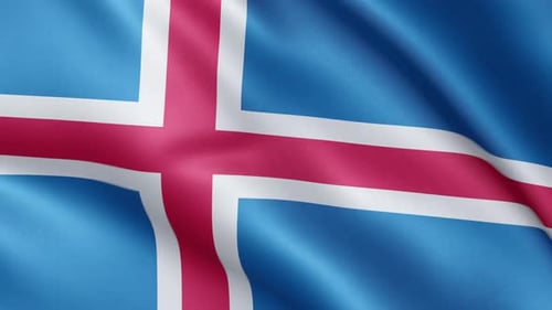 Realistic Waving Icelandic Flag Loop Animation