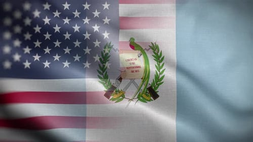 United States and Guatemala Flags Waving Seamless Animation