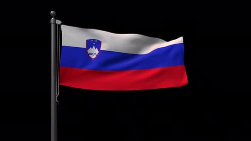 Realistic Slovenia National Flag Waving Animation on Pole
