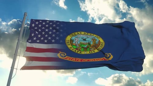 Idaho State Flag with USA Flag Transition