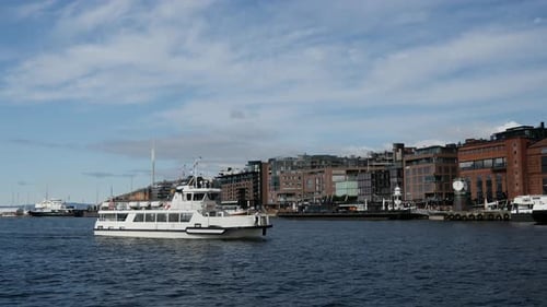 Ferry arriving in the harbor of Oslo