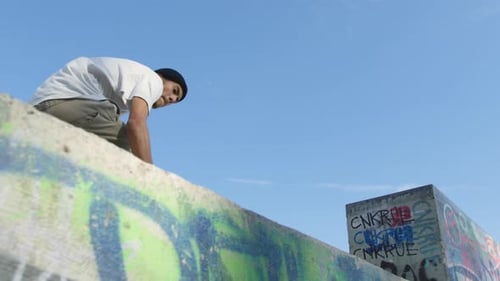 Skateboarder Performing Jump in Urban Skate Park