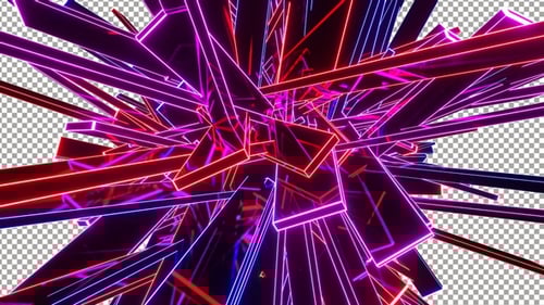 Abstract Neon Geometric Lines Flying Dynamic Background