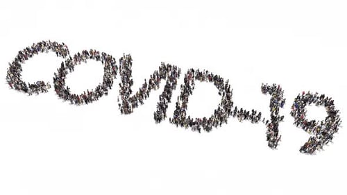 Crowd of People Forming COVID-19 Text Animation