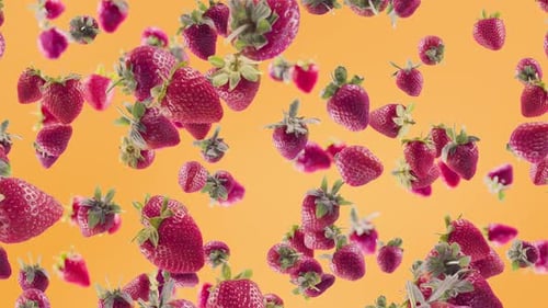 Animated Falling Fresh Strawberries Seamless Loop Background