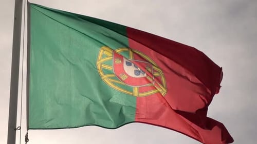 National Flag Waving on Pole in the Wind