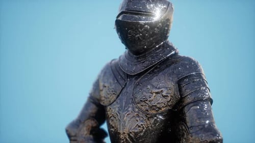 Ornate Medieval Knight Armor with Golden Embellishments