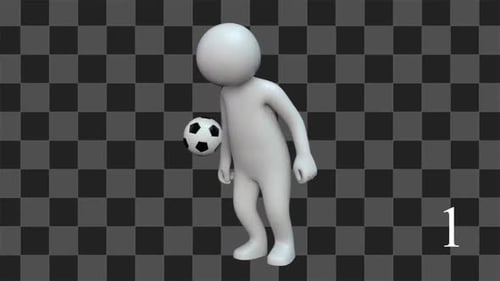 3D Animated Character Juggling Soccer Ball Loop