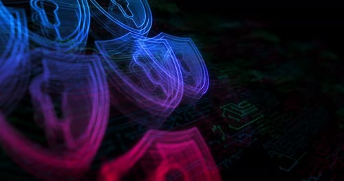 Cyber security and digital network protection symbol loop concept