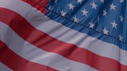Close-up of American Flag Waving in the Wind