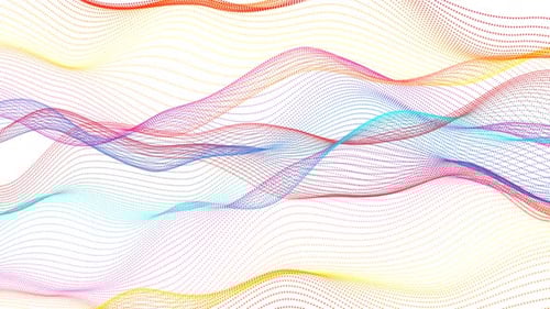 Amazing Colorful Digital Particle Line Wave Animated On White Background
