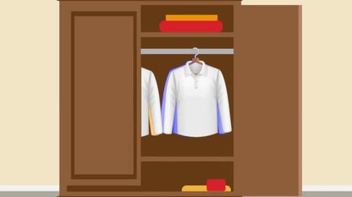 Animated Wardrobe with Glowing White Polo Shirt