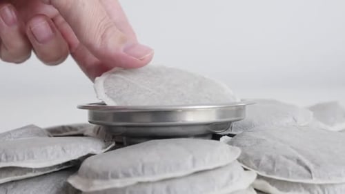 Coffee Pod Placed in Metal Coffee Filter