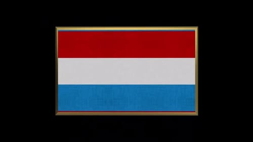 Animated 3D Luxembourg Flag Rotating in Golden Frame
