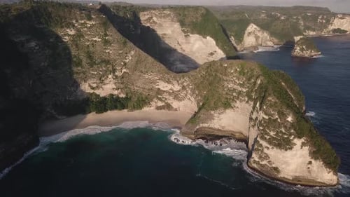 Aerial View at Sea and Rocks. Turquoise Water Background From Top View.