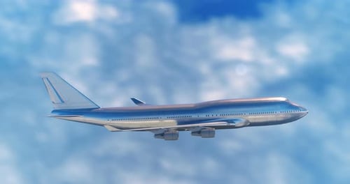 Large Passenger Airplane Flying in the Clouds