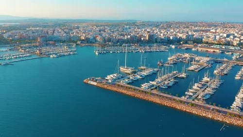 Aerial View Marina with Sail Boats