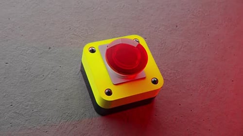Red Emergency Stop Button Being Pressed Animation