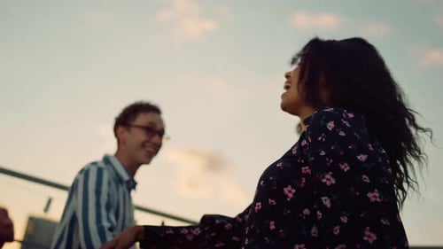 Friends Dancing Together Outside