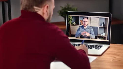 Man in Video Conference Working from Home
