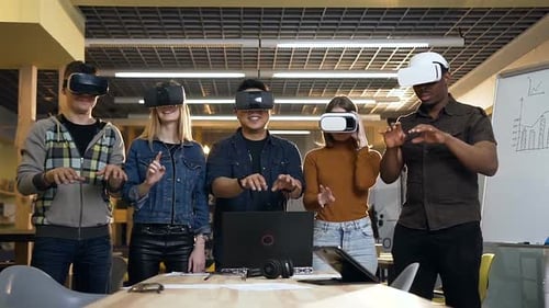 Young Adults Experiencing Virtual Reality in Office