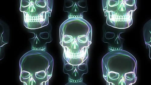 Glowing Neon Skulls Seamless Loop for Halloween Content