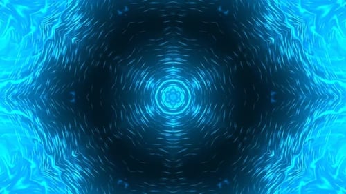 Dynamic Blue Neon Light Kaleidoscope Background Animation