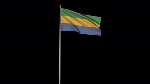 Gabon Flag Waving Realistic 3D Loop