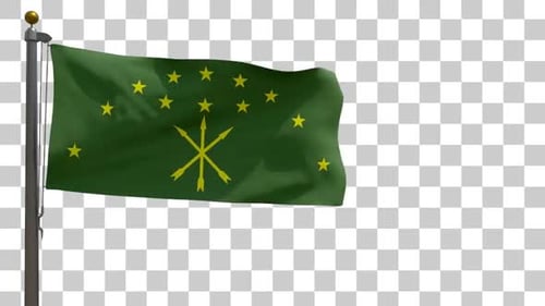 Adygea National Flag Waving Animation on Alpha Channel