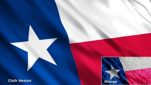 Texas State Flag Waving Animation with Grunge Texture