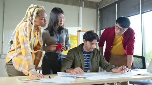 Team Collaboration on a Design Project in Office