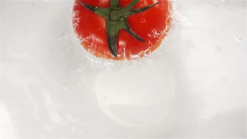 Tomato Splashing into Fresh Water