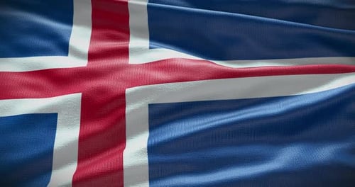 Iceland National Flag Waving Loop Motion Background