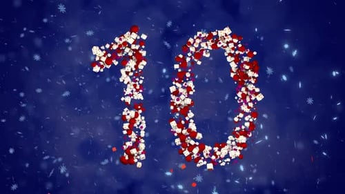 New Year's Eve Countdown with Snowflakes and Confetti Particles