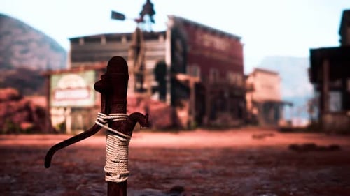 Old Rusted Water Pump in Wild West Town