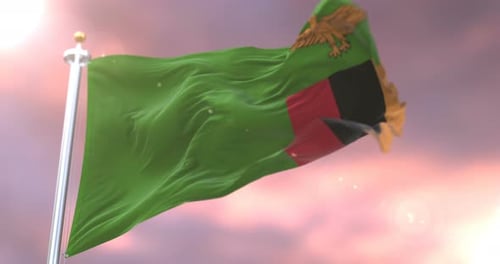 Zambia Flag Waving Animated Background