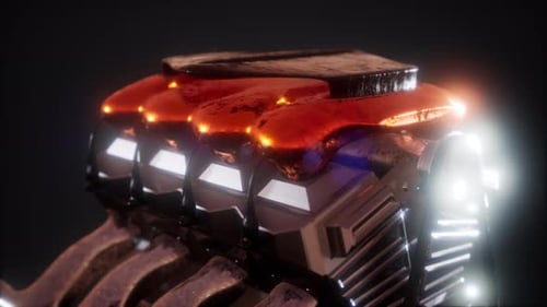 Close Up Detail of Car Engine