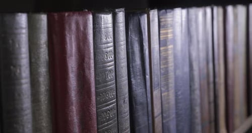 Row of Old Books on a Shelf