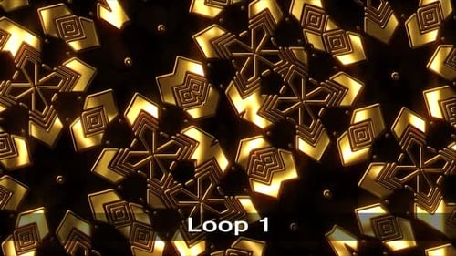 Golden Geometric Patterns Abstract Looping Backgrounds